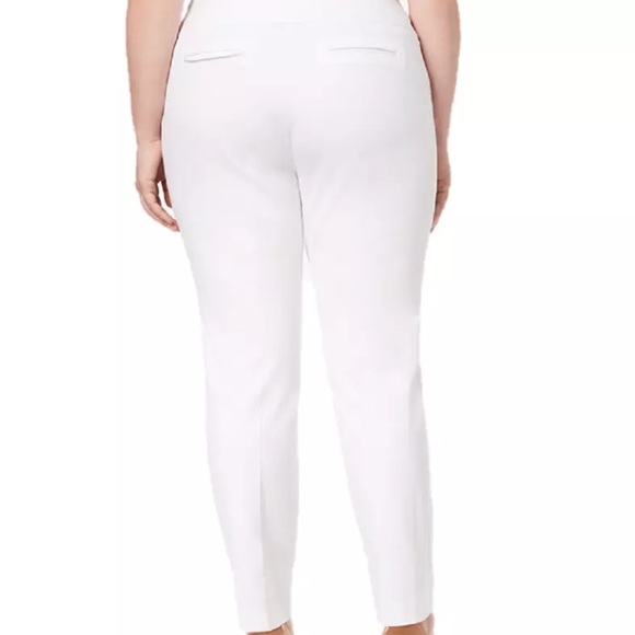 Alfani Tummy Control White Pants Plus size slim leg high rise - Picture 2 of 12